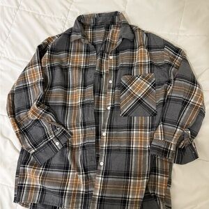 SHEIN Oversized Plaid Flannel Shirt